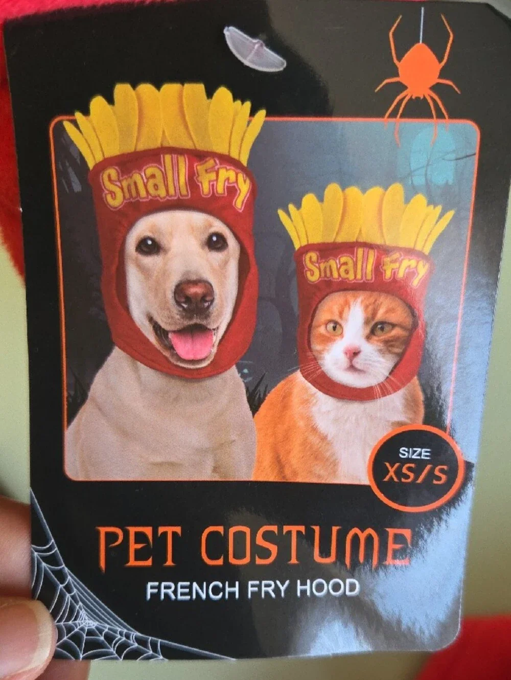 French Fry Hood Pet Costume - Red & Yellow XS/S